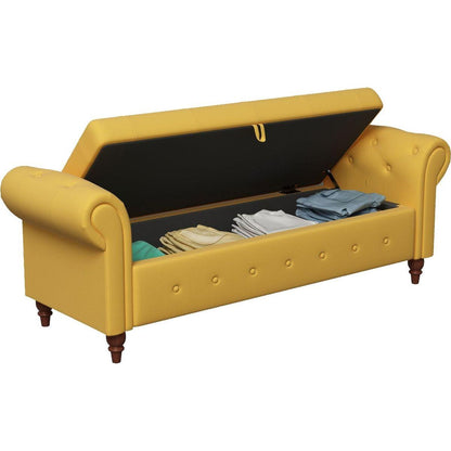 63" Bed Bench Yellow Fabric