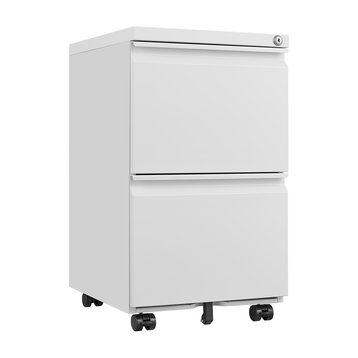 Metal 2 Drawer Mobile File Cabinet with Lock, Under Desk Office Steel Filing Cabinet, 25.6"H Legal/Letter Size Files Storage Cabinet,Black