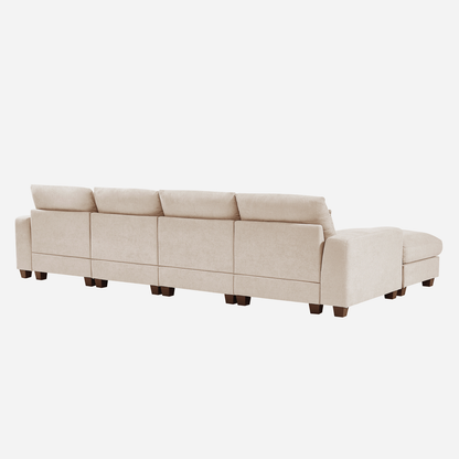 Modern Large L-Shape Feather Filled Sectional Sofa, Convertible Sofa Couch with Reversible Chaise for Living Room