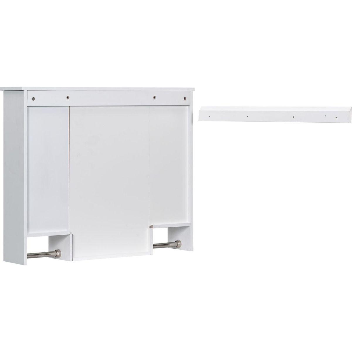 35" x 28" Modern Wall Mounted Bathroom Storage Cabinet, Bathroom Wall Cabinet with Mirror, Medicine Cabinet with Towels Bar