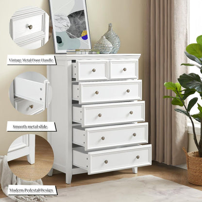 Modern 6 Drawers Dresser 6 Drawers Cabinet,Chest of Drawers Closet Organizers and Storage Clothes Storage Drawers Cabinet for Living Room, Farmhouse Dresser Organizer white