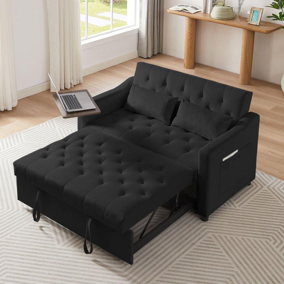 BLACK VELVET SOFA BED
