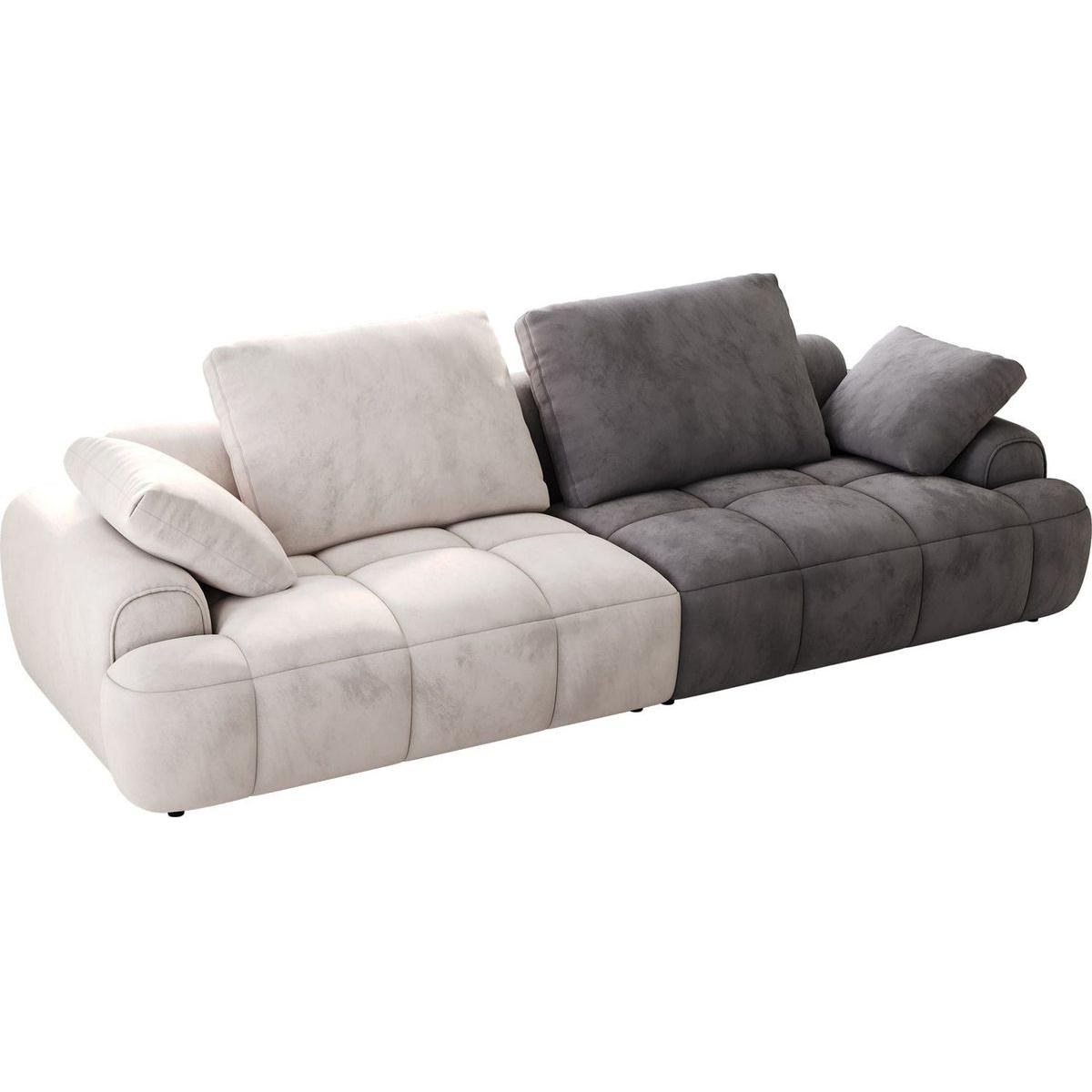 86.6"Large size two Seat Sofa,Modern Upholstered,Beige paired with grey suede fabric