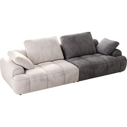 86.6"Large size two Seat Sofa,Modern Upholstered,Beige paired with grey suede fabric