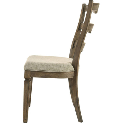 Parfield Side Chair (Set-2), Fabric & Weathered Oak Finish