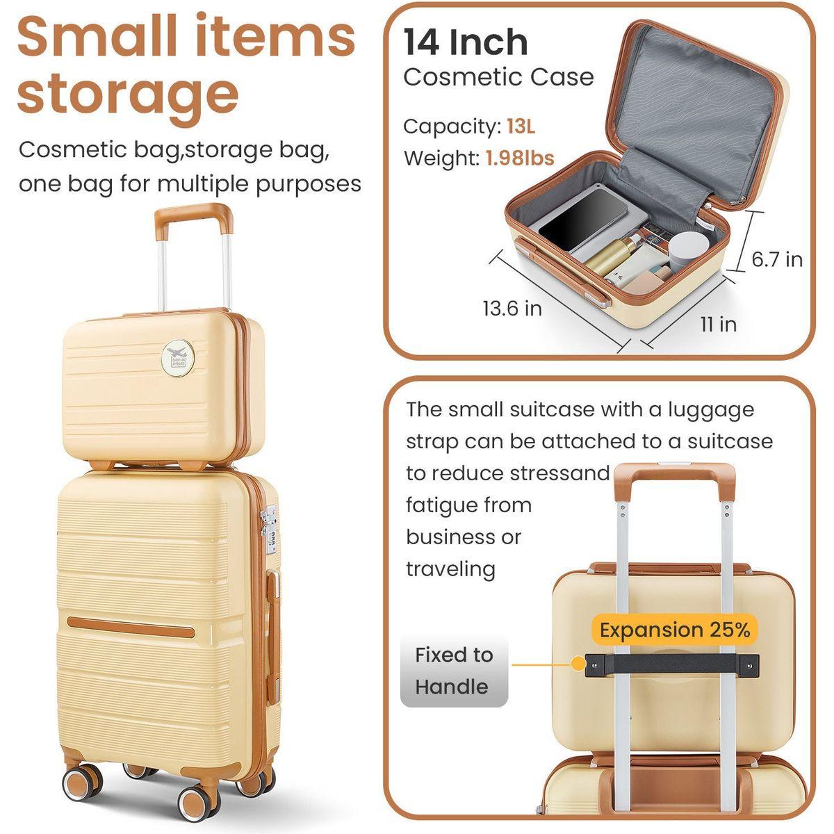 Luggage Sets 4 Piece(14/20/24/28) PP Lightweight & Durable Expandable suitcase