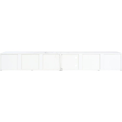 Modern APP Controlled LED TV Stand for TVs Up to 105", Faux Marble Tabletop Media Console with Tempered Glass Doors, Entertainment Center with 2 Drawers & Cabinets for Living Room, White