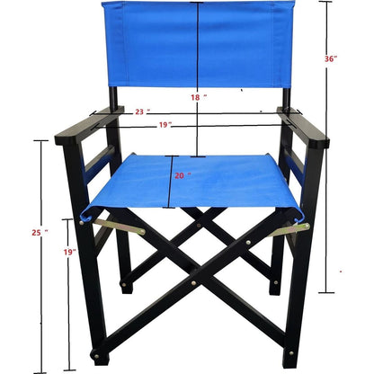 Folding Chair Wooden Director Chair Canvas Folding Chair Folding Chair 2pcs/set populus + Canvas (Color : Blue)