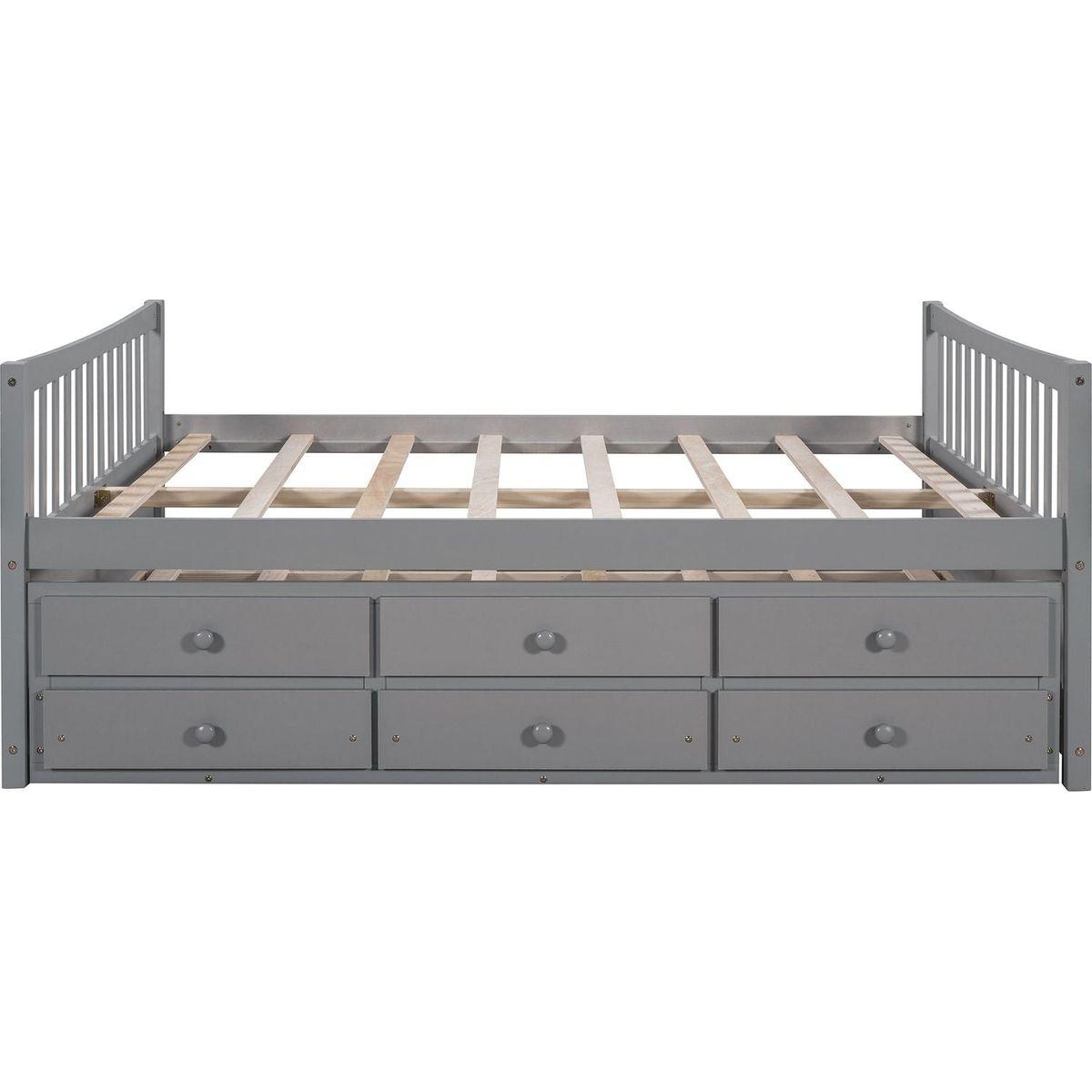 Full size Daybed with Twin size Trundle and Drawers, Full Size, Gray