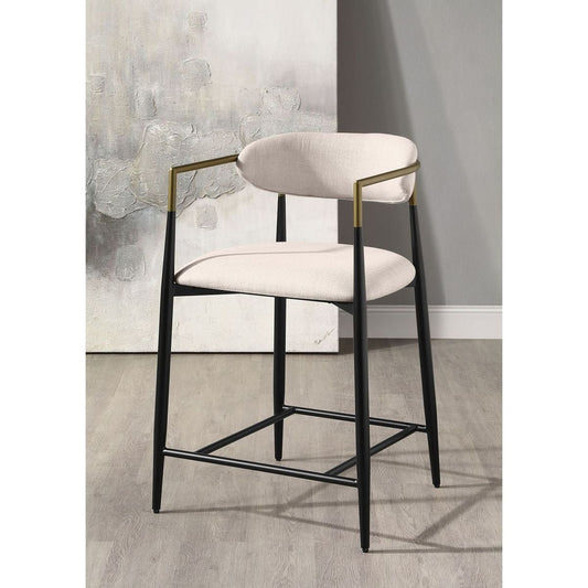 Jaramillo Counter Height Chair (Assembled), Beige Fabric & Black Finish DN02717A