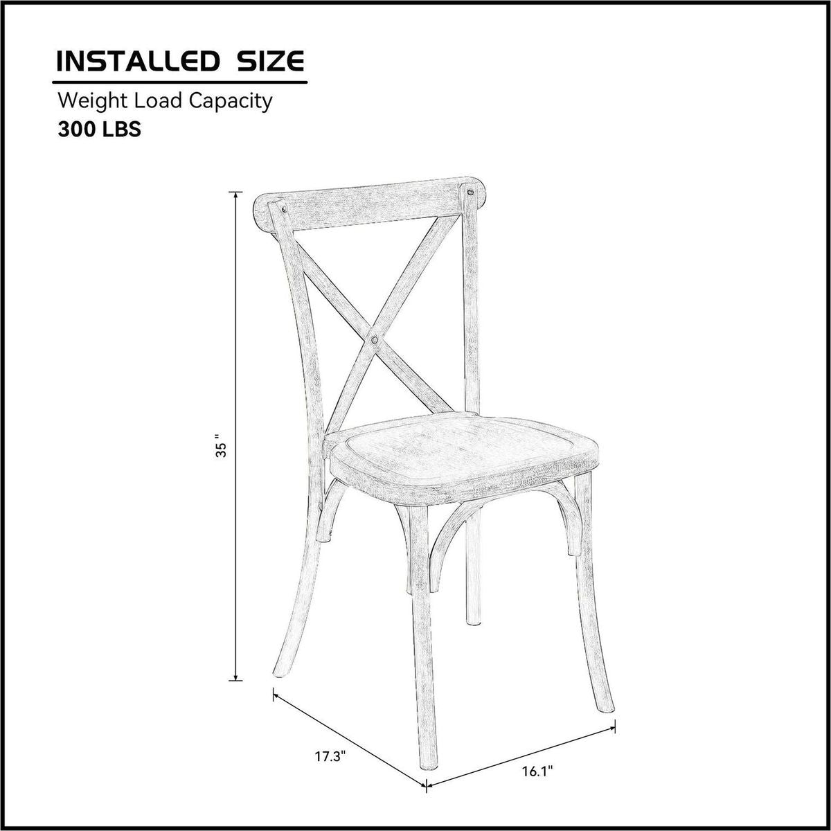 2-Pack Resin X-Back Chair Dining Chair Furniture 2-Pack, Retro Natural Mid Century Chair Modern Farmhouse Cross Back Chair, Natural