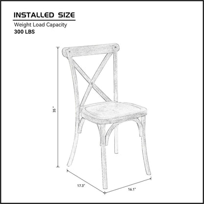 2-Pack Resin X-Back Chair Dining Chair Furniture 2-Pack, Retro Natural Mid Century Chair Modern Farmhouse Cross Back Chair, Natural