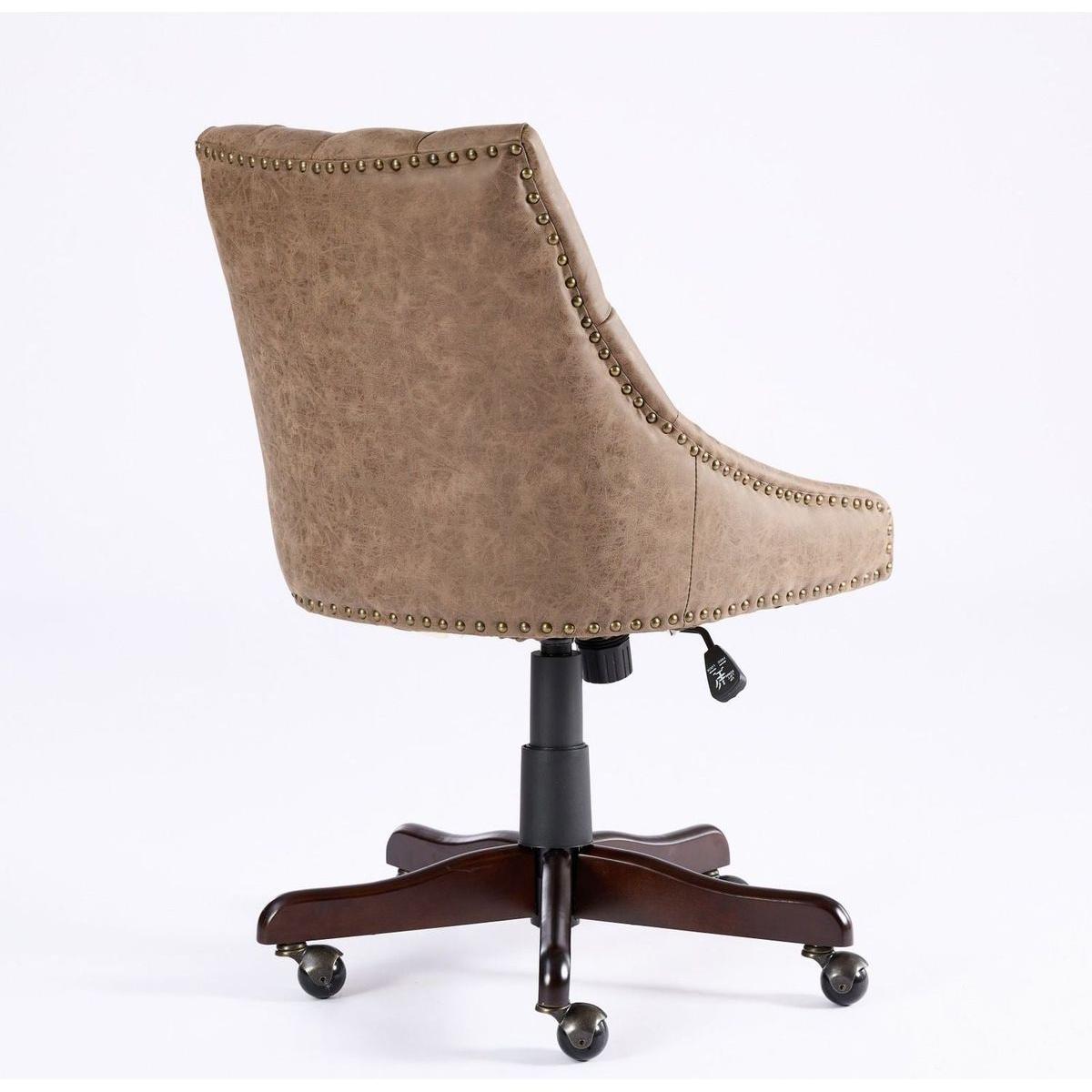 Medieval Retro Style Sheepskin Pattern Fabric Home Office Chair with Lift, Swivel and Recline Functions,Brown color