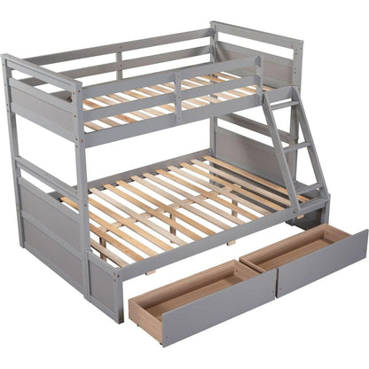 Twin over Full Bunk Bed with Storage - Gray
