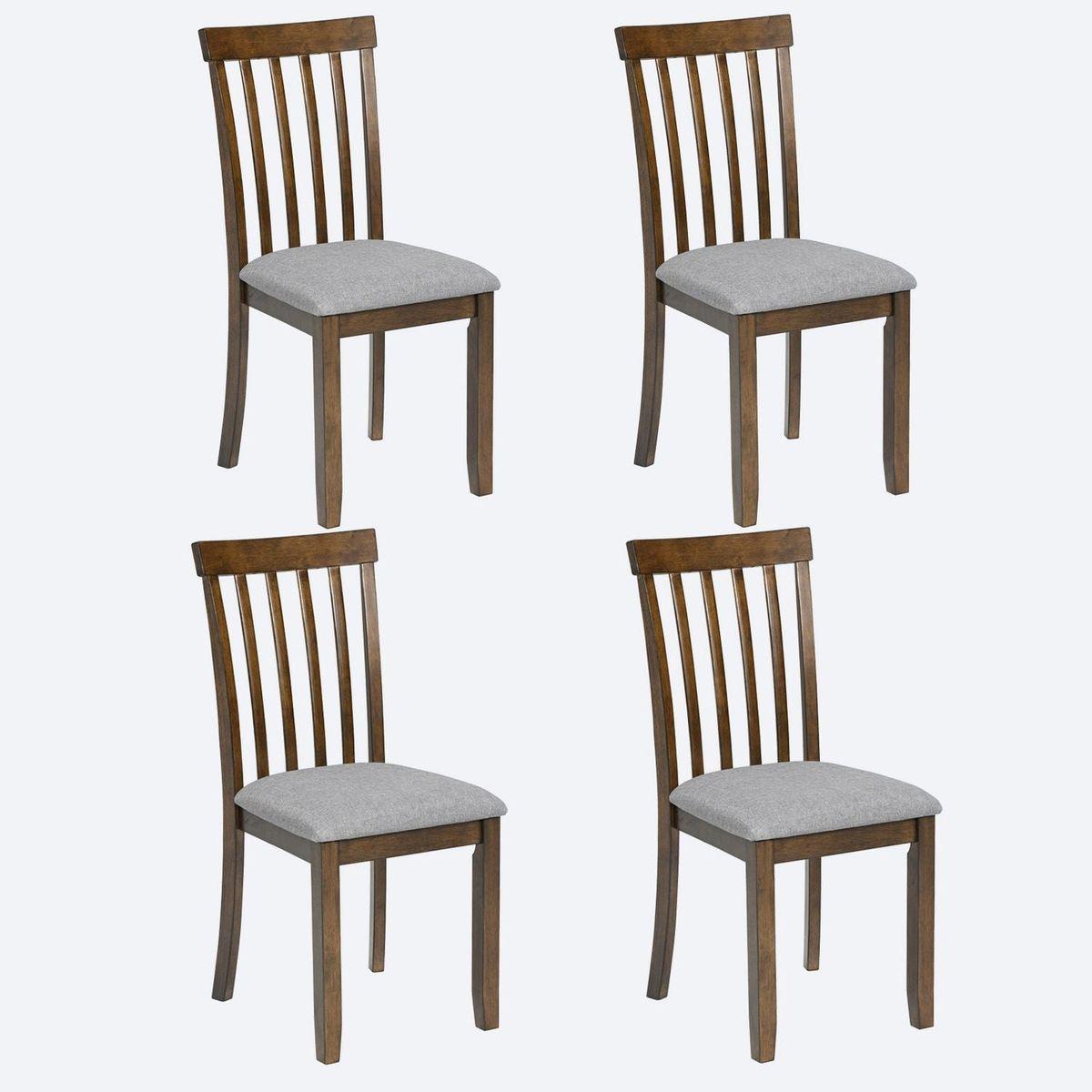 Dining Chairs set for 4,Kitchen Chair with Padded Seat, Side Chair for Dining Room, Walnut