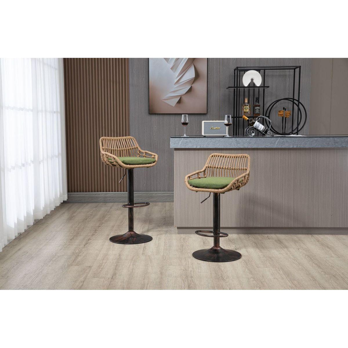 Swivel Bar Stools Set of 2 Adjustable Counter Height Chairs with Footrest for Kitchen, Dining Room 2PC/SET