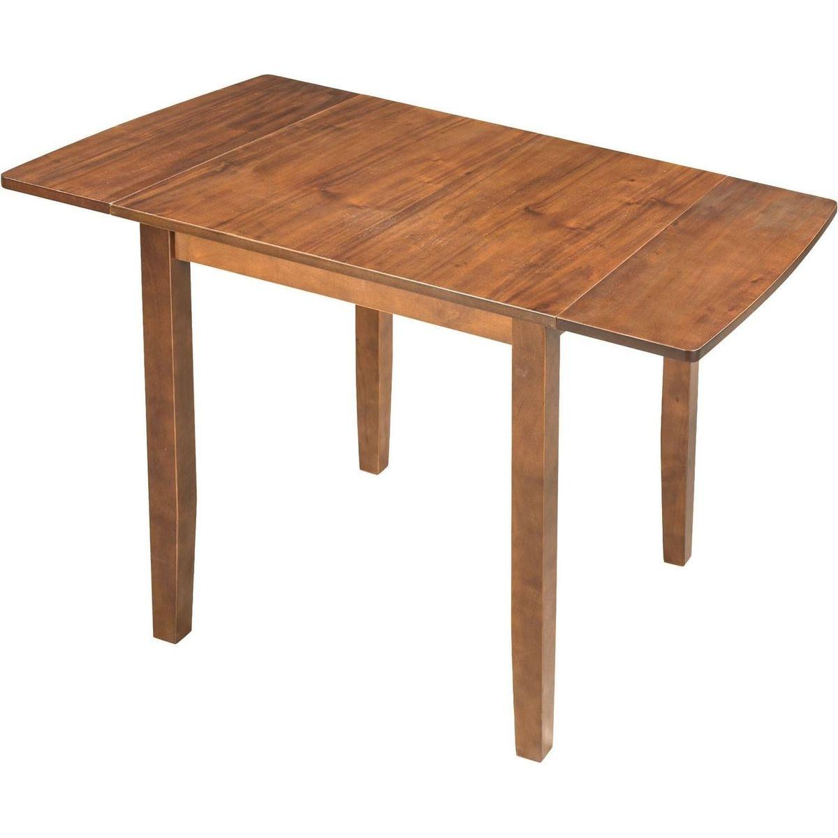 3-Piece Wood Drop Leaf Breakfast Nook Dining Table Set with 2 X-back Chairs for Small Places, Brown