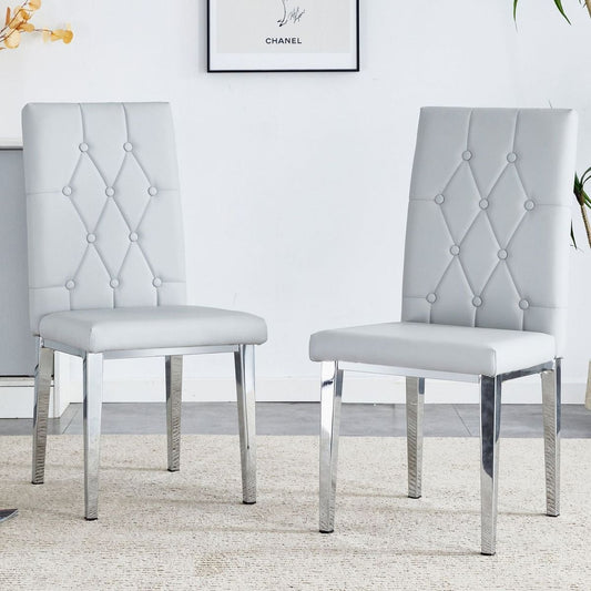 2 piece dining chairs.Light gray provides a modern feel, while the checkered buckle design has a traditional and classic touch. Suitable for various occasions such as kitchens,conference rooms, etc.