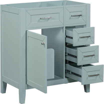 30" Bathroom Vanity without Sink, Cabinet Base Only, Bathroom Cabinet with Drawers, Solid Frame and MDF Board, Green