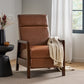 Faux Leather Upholstered Pushback Recliner Light Brown