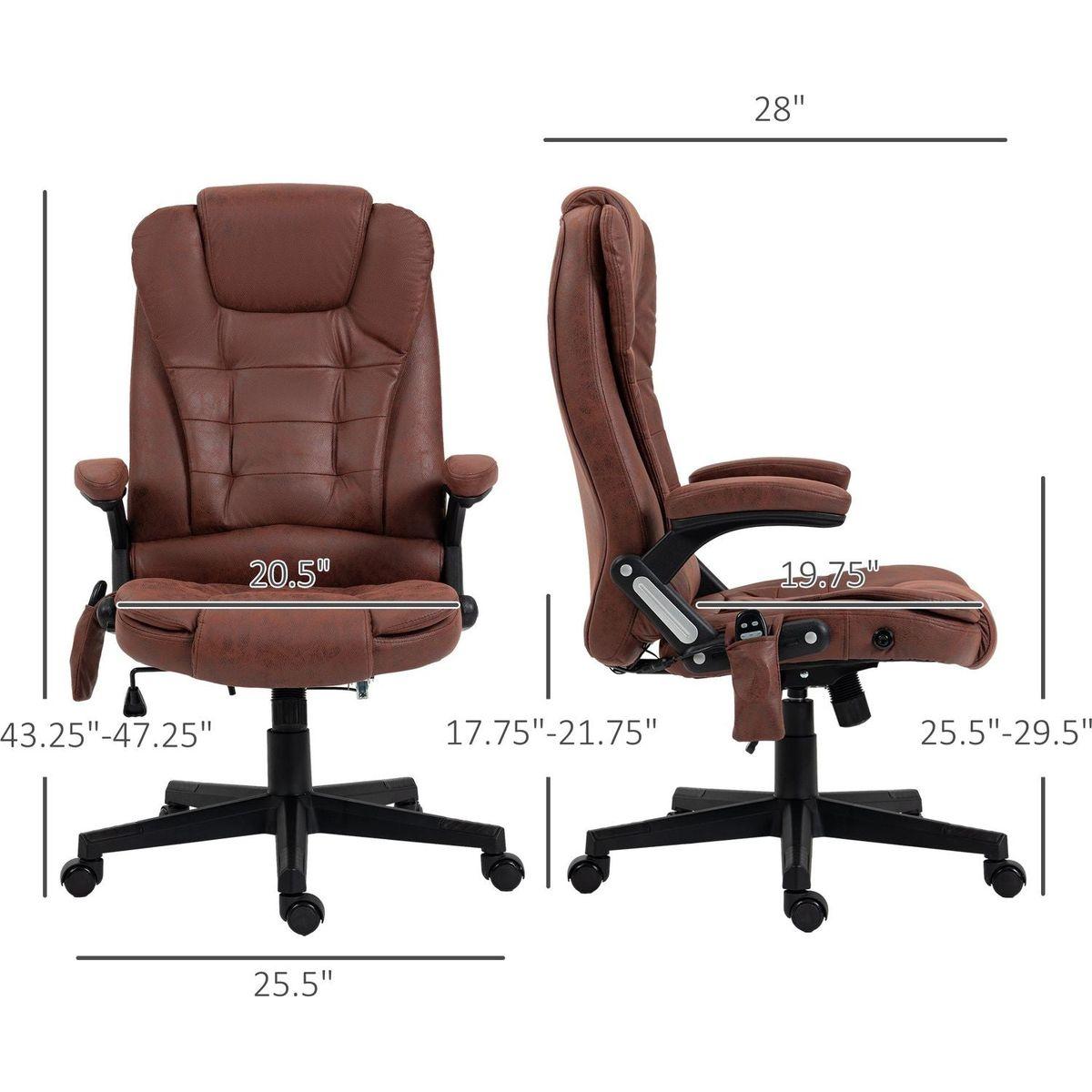 6 Point Vibrating Massage Office Chair with Heat, Microfiber High Back Executive Office Chair with Reclining Backrest, Padded Armrests and Remote, Red