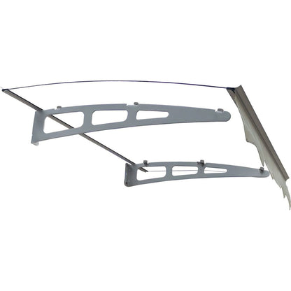 GarLUGH DA4734C Series Door Window Awning Made of 0.137 Inch Thick Crystal Solid Polycarbonate Sheet and Aluminum Alloy with Valance in size of 47" Wide x 34" Deep for Masonry Concrete Wall