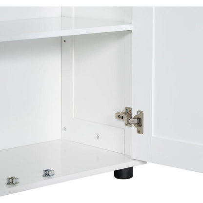 Storage Cabinet with Two Doors for Bathroom, Office, Adjustable Shelf, MDF Board, White