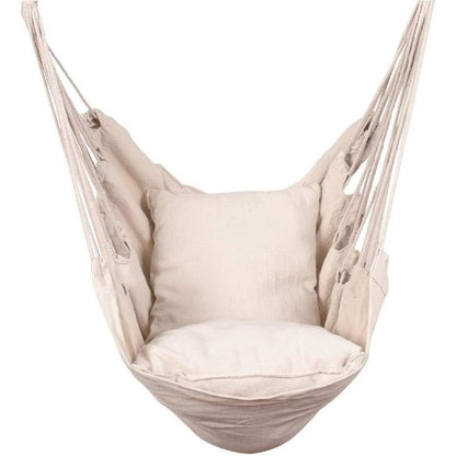 Hammocks Hanging Rope Hammock Chair Swing Seat with Two Seat Cushions and Carrying Bag, Natural