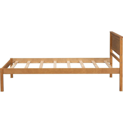 Platform Bed Frame with Headboard, Wood Slat Support, No Box Spring Needed, Twin,Oak