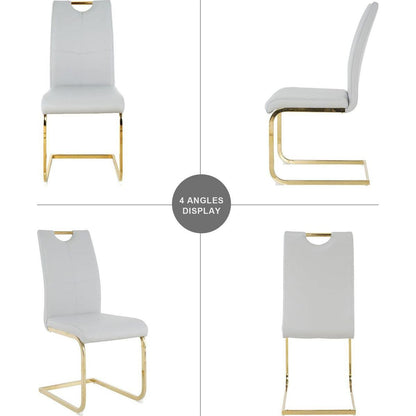 Modern Dining Chairs with Faux Leather Padded Seat Dining Living Room Chairs Upholstered Chair with gold Metal Legs Design for Kitchen, Living, Bedroom, Dining Room Side Chairs Set of 4