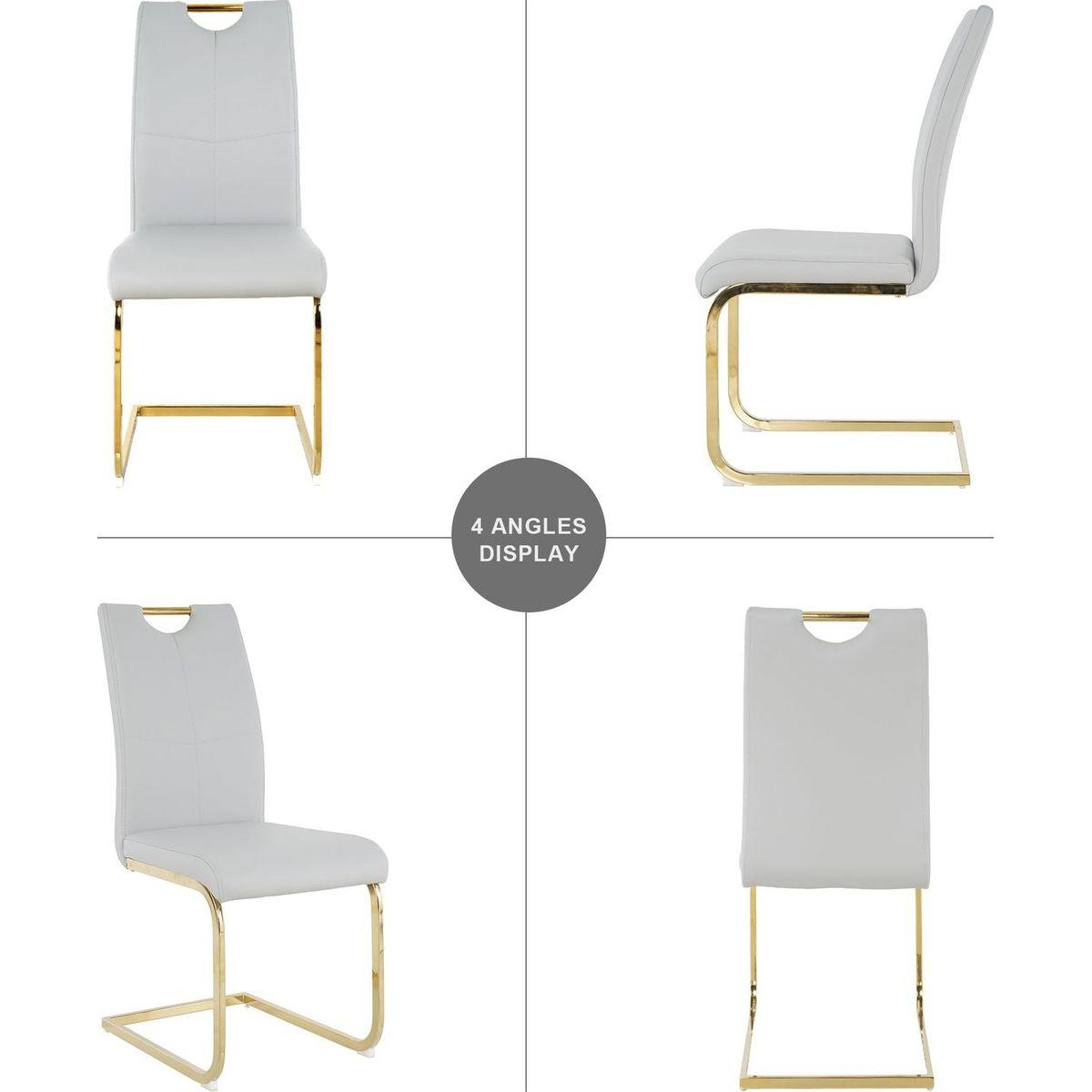 Modern Dining Chairs with Faux Leather Padded Seat Dining Living Room Chairs Upholstered Chair with gold Metal Legs Design for Kitchen, Living, Bedroom, Dining Room Side Chairs Set of 2