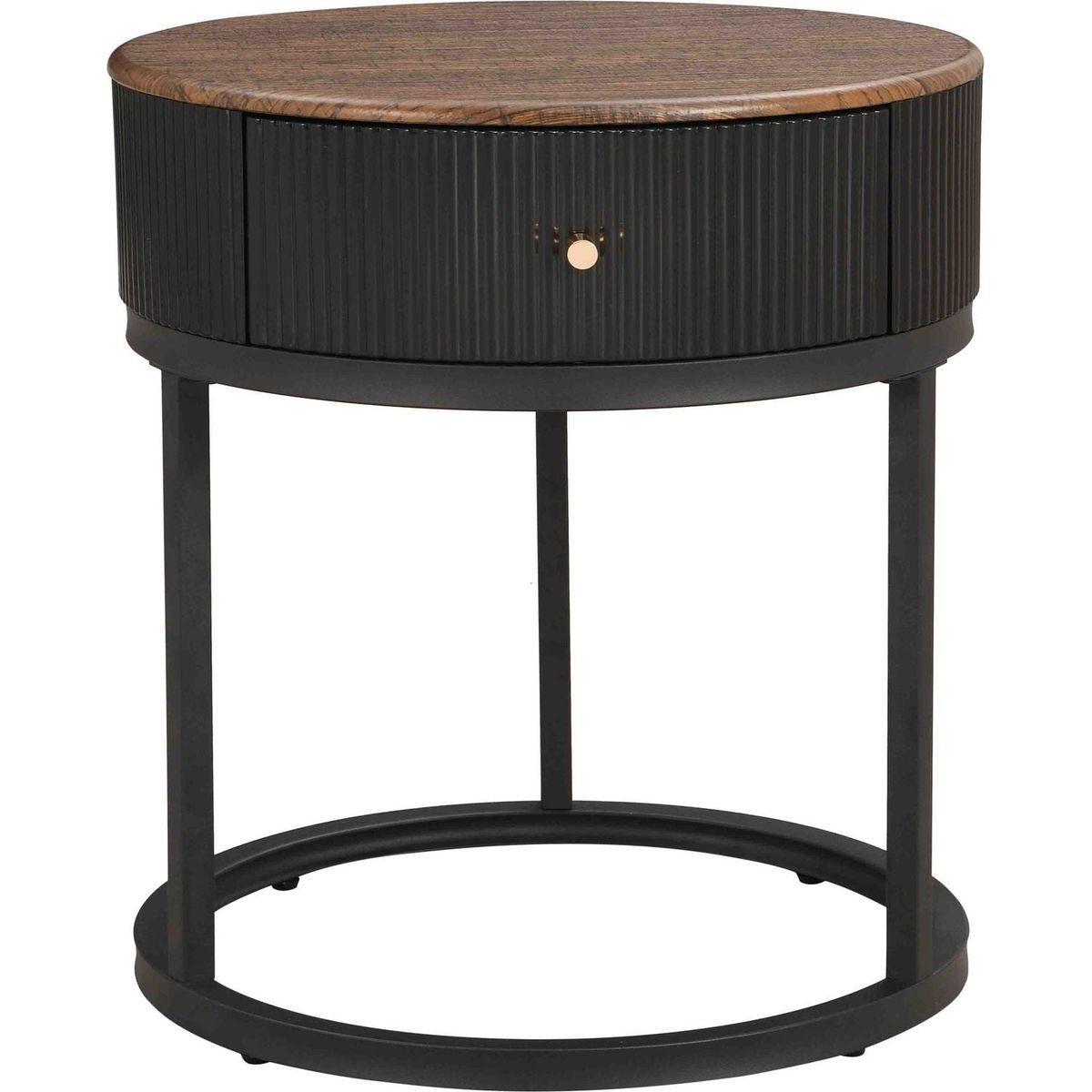Round Nightstand with Drawer, 19.68 Inch Wood End Table with Storage, Small Table or Living Room, Bedroom and Small Spaces