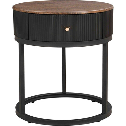 Round Nightstand with Drawer, 19.68 Inch Wood End Table with Storage, Small Table or Living Room, Bedroom and Small Spaces