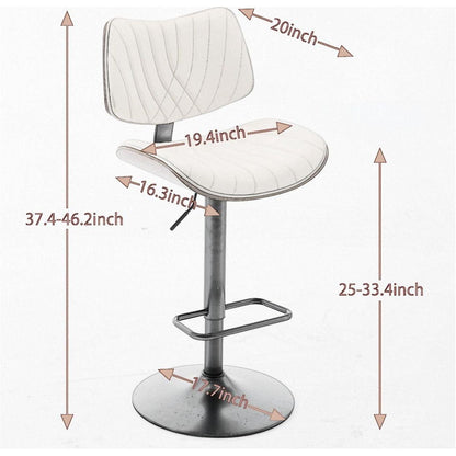 Walnut Bentwood Bar Stools Mid Century Modern Adjustable Counter Height Black Leather Upholstered 360Swivel Bar Chairs for Kitchen Island/Dining Room/Cafe, 1 chair/1carton,Black