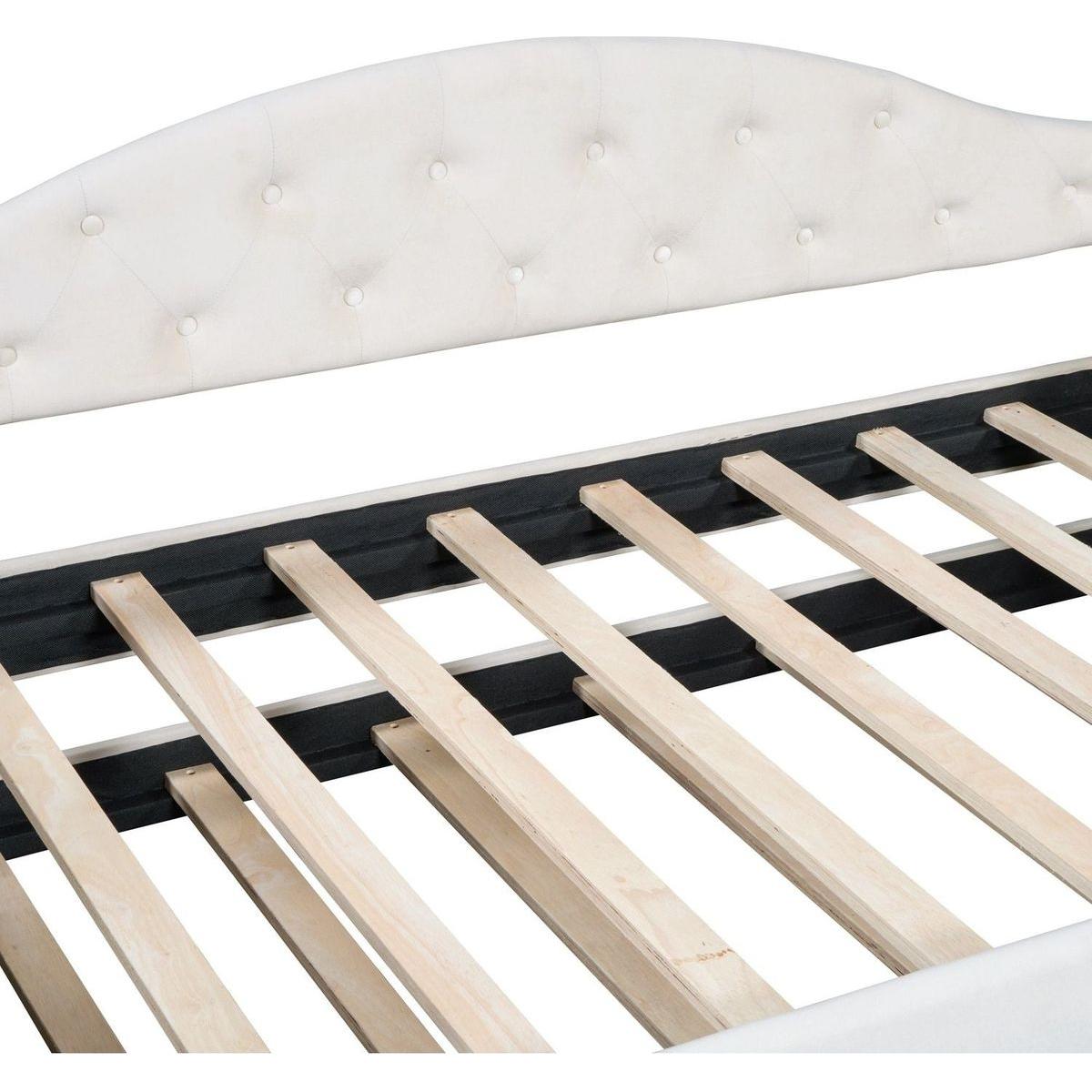 Twin Size Tufted Upholstered Daybed with Trundle, Velvet Sofabed with USB&Type-C Charging Ports,No Box-spring Needed, Beige