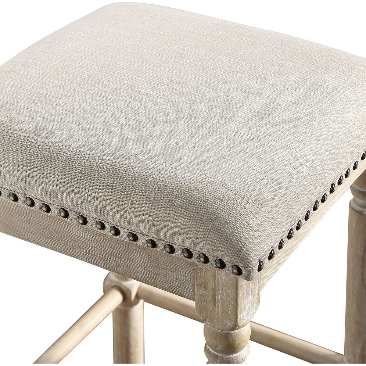 Arnhem Wood Upholstered Swivel Bar Stools, Set of 2, Tan