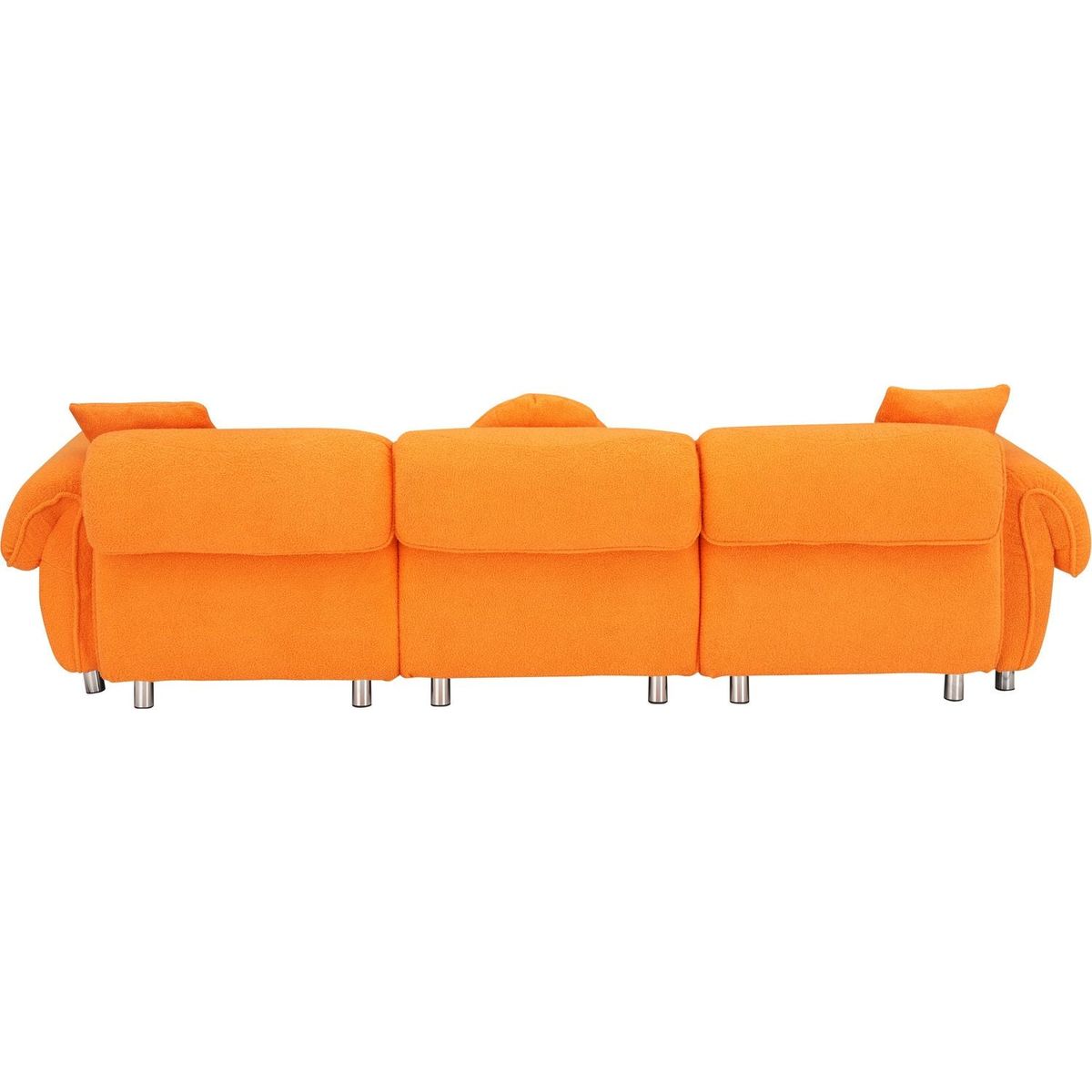 orange teddy velvet fabric, with 3 pillows, three-person sofa can be placed in the living room and other scenes
