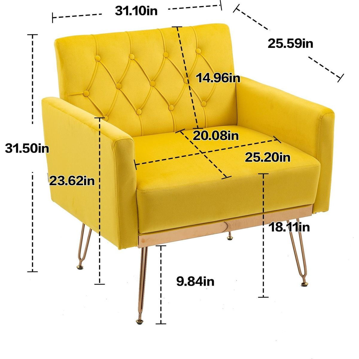 Accent Chair, leisure single sofa with Rose Golden feet