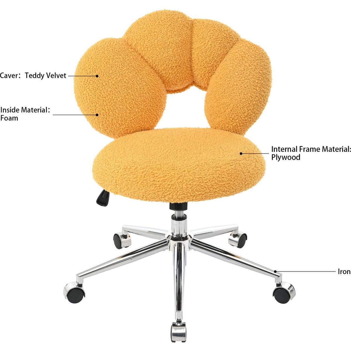 360Swivel Height Adjustable,Swivel Chair,Teddy fabric,home office chair