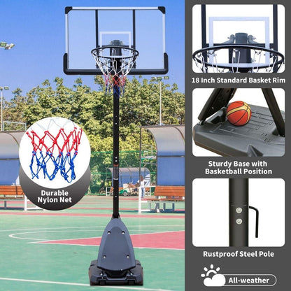 Height Adjustable 7 to 10ft Basketball Hoop 44 Inch Backboard Portable Basketball Goal System with Stable Base and Wheels, use for Outdoor