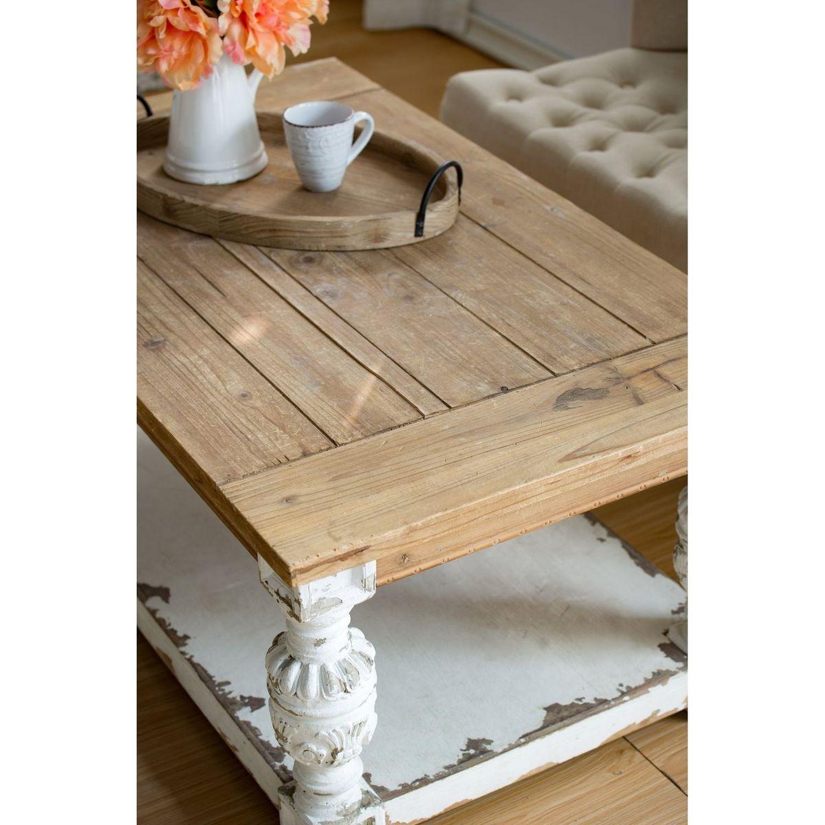 47" x 27.5" x 20" Rectangle Coffee Wooden Coffee Table, French Country Coffee Table