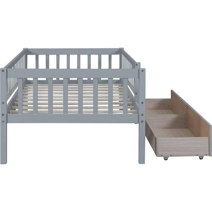 Twin Size Daybed Wood Bed with Two Drawers, Gray