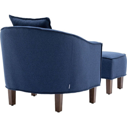 Accent Chair with Ottoman, Mid Century Modern Barrel Chair Upholstered Club Tub Round Arms Chair for Living Room