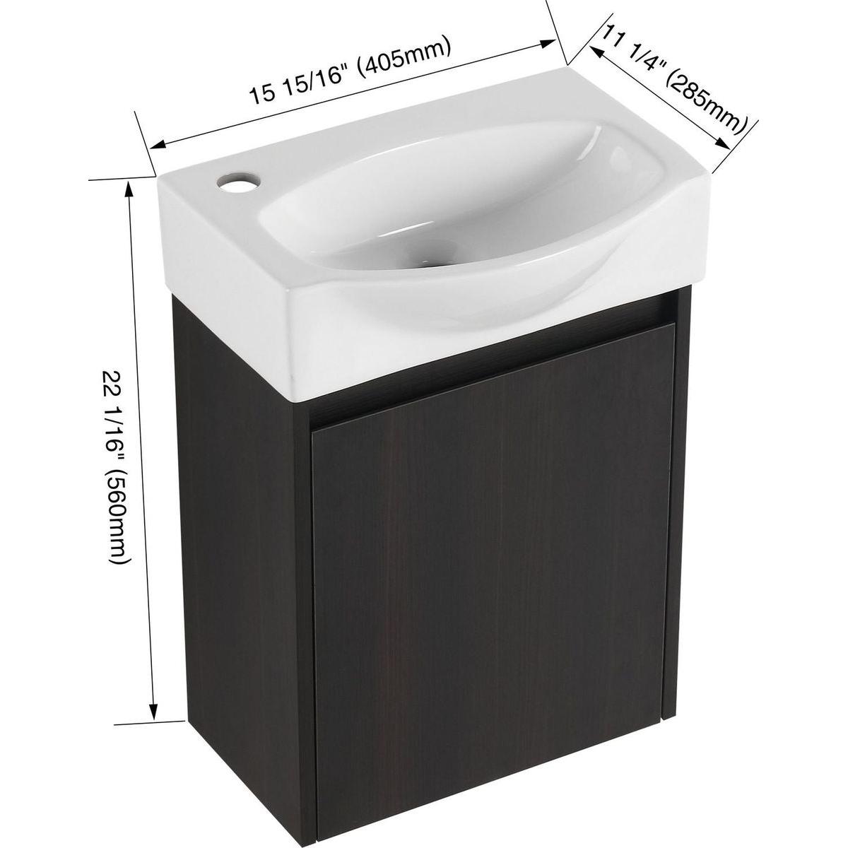 16 "Bathroom Vanity Sink Combo for Small Space, Modern Small Bathroom Vanity with Sink, Small Bathroom Sink Cabinet Set, Black