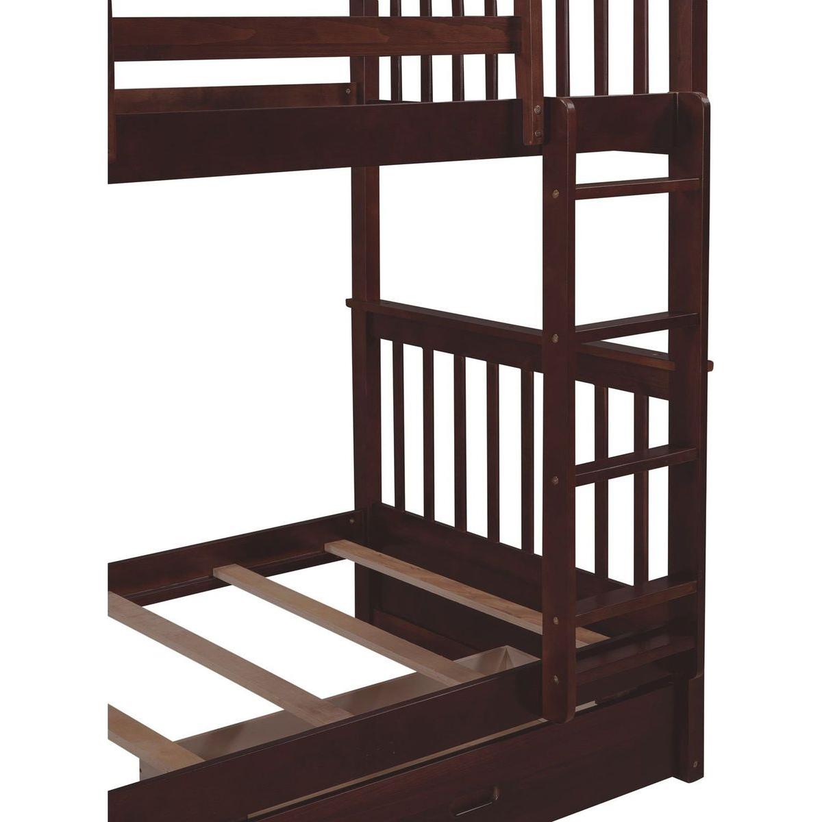 Twin-Over-Twin Bunk Bed with Ladders and Two Storage Drawers (Espresso)