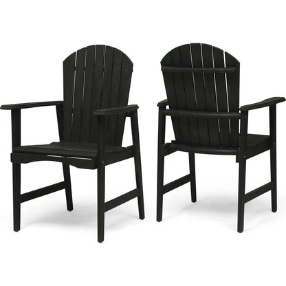 Outdoor Weather Resistant Acacia Wood Adirondack Dining Chairs (Set of 2), Dark Gray Finish