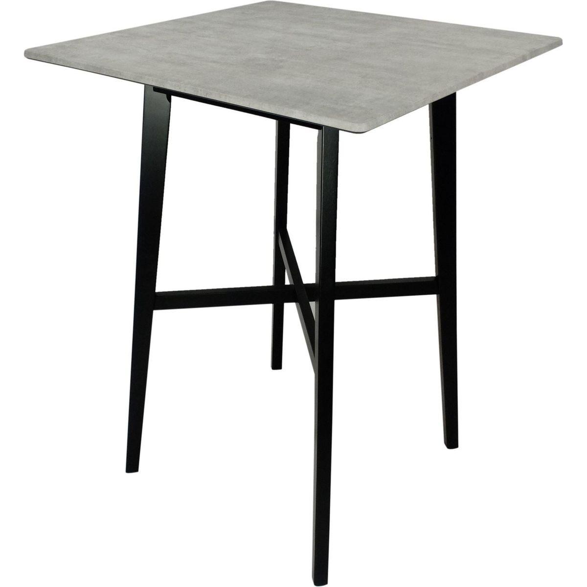 Modern Bar Height 42" Dining Table, Rubberwood Legs and Laminate Table Top, Gray Finish, Black