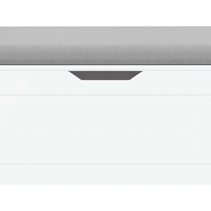 Kids Toy Box Chest, White Rubber Wood Toy Box for Boys Girls, Large Storage Cabinet with Cushion Seat Bench/Flip-Top Lid/Safety Hinge, Toy Storage Organizer Trunk for Nursery, Playroom