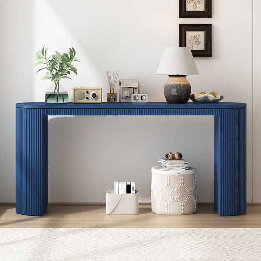 U_STYLE  Curved Design Console Table with Unique Vertical Stripe Design ,Suitable for Living Room,Study and Entrance