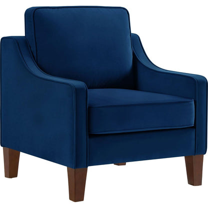 Modern Armchair, Living Room Single Seat Sofa Chair with Wooden Legs, Upholstered Velvet Accent Chair for Living Room, Bedroom,Navy